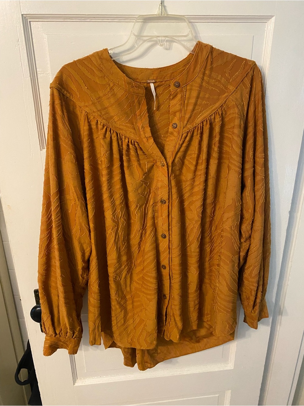 Free People Mustard Textured Button-Front Women's Tunic